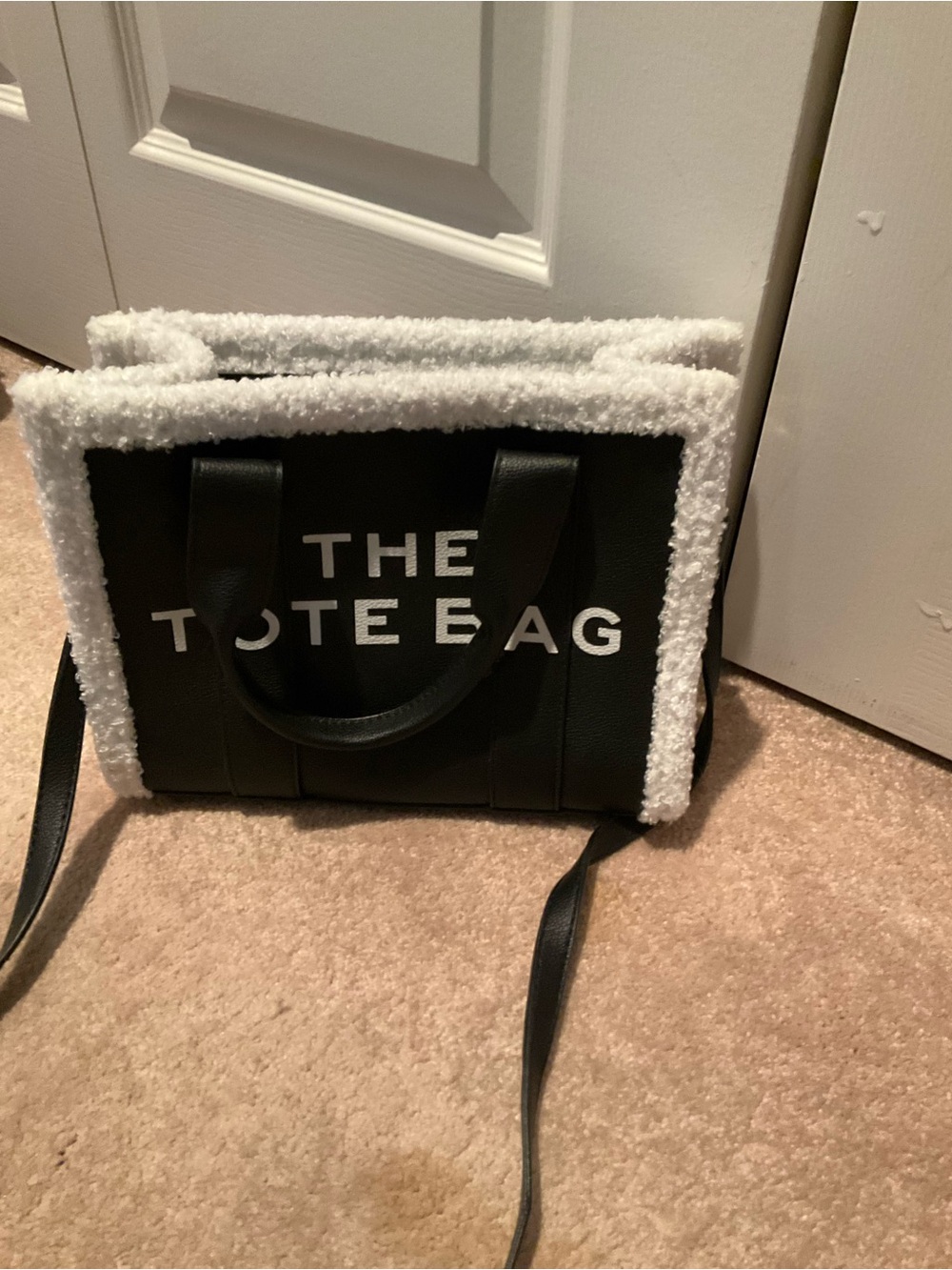 The Tote Bag Black Faux-Shearling Trim Women’s Tote